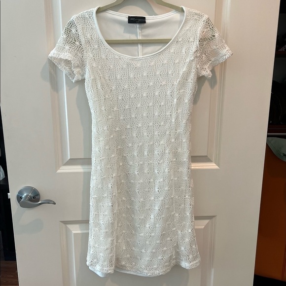 Rosegold Petite White Net Lace Overlay Dress - Picture 3 of 16